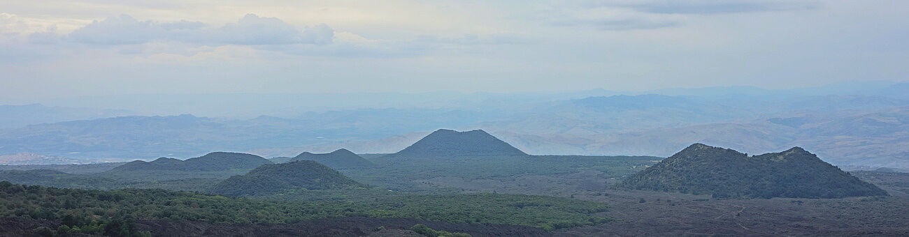 Numerous ancient volcanic cones on the western flank of Mt. Etna, Sicily (Photo: T. Griffiths)