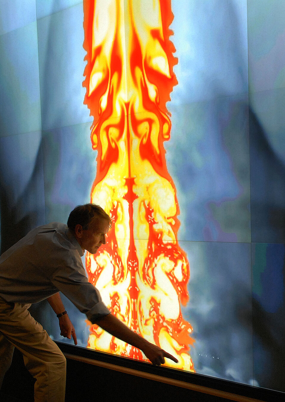 Mark Boslough in front of one of his airburst simulations.